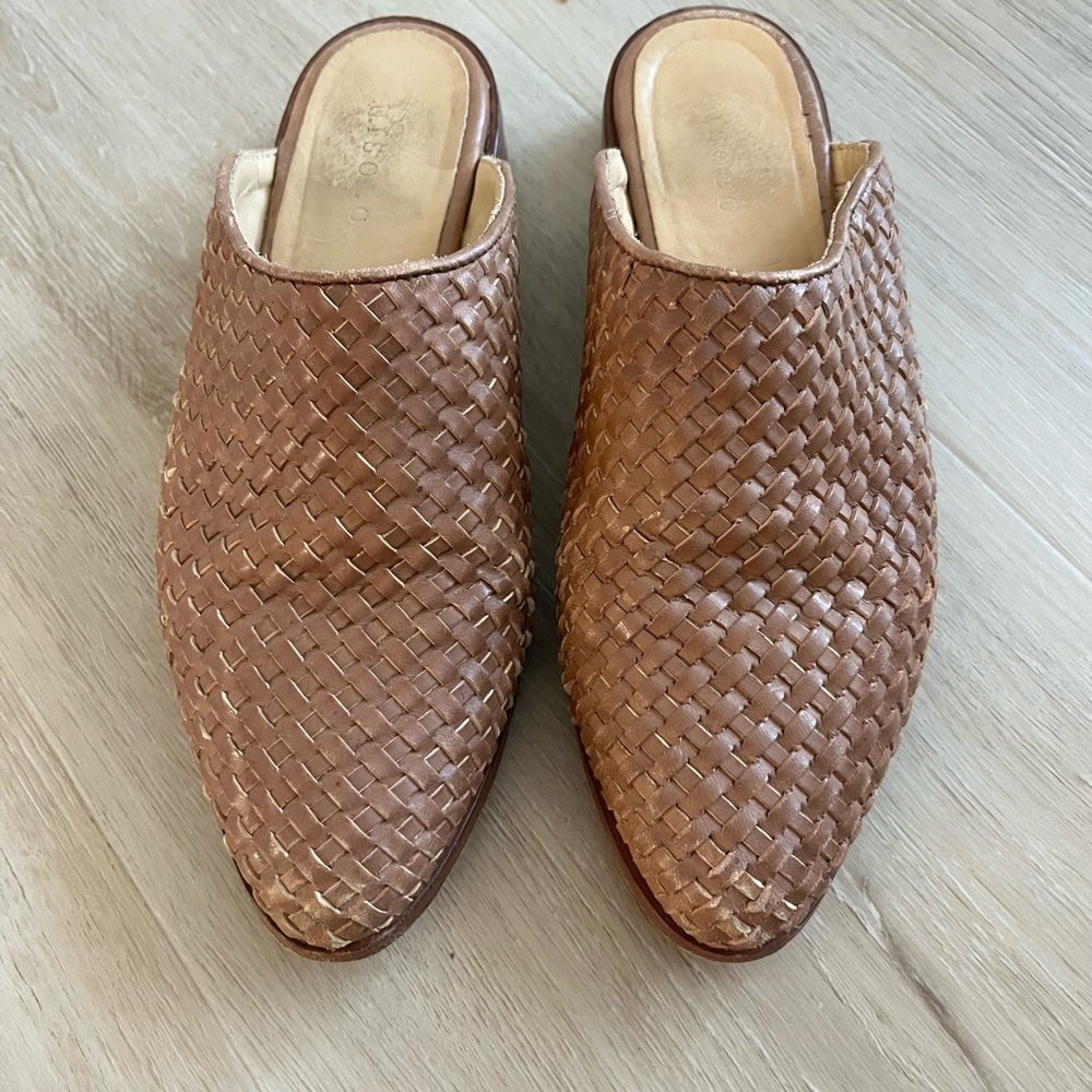 Nisolo Brown Woven Leather Mule Clogs